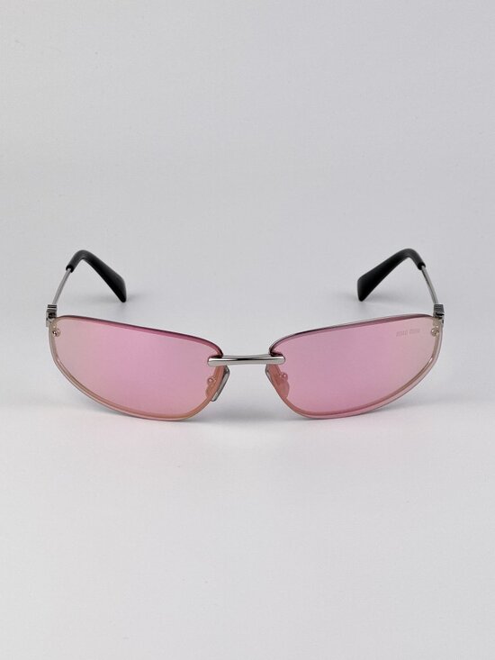 Miu Miu Women’s Sunglasses Silver Pink Wraparound MUA50S 1BC70J New & Authentic main image 15